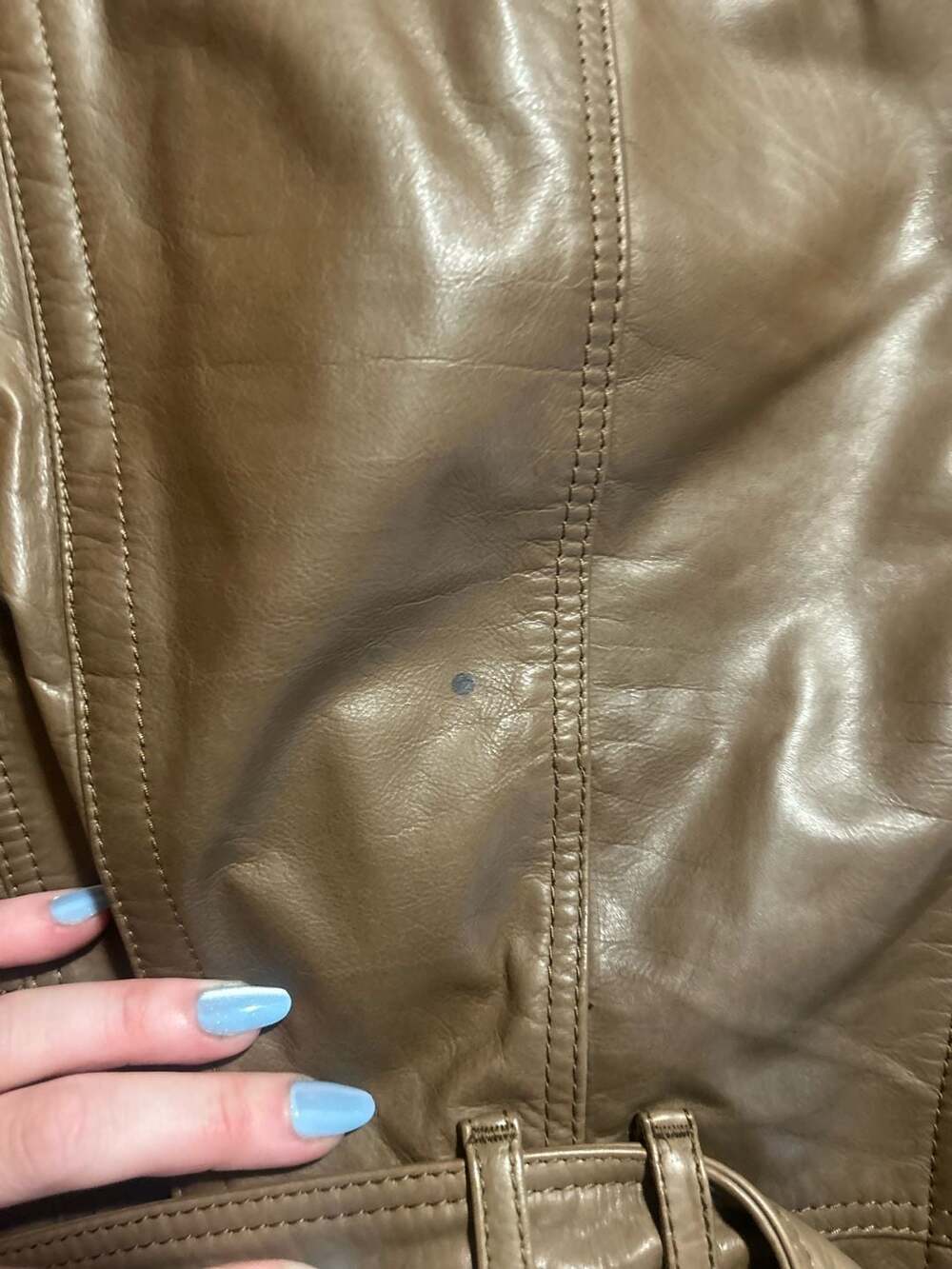 Burberry Brit Camel Brown Leather Quilted Double Breasted Belted Trench Jacket - Picture 5 of 13